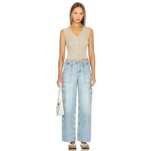 NWT MOTHER Superior Light Blue The Spinner Cargo Nerdy Jeans size 33